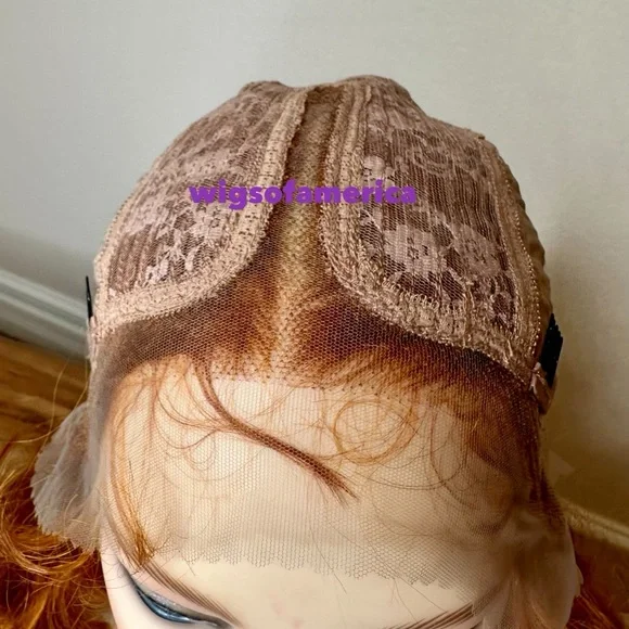Orange ginger wig wavy layered lace front middle part 26 inch long heat ok - Picture 7 of 8